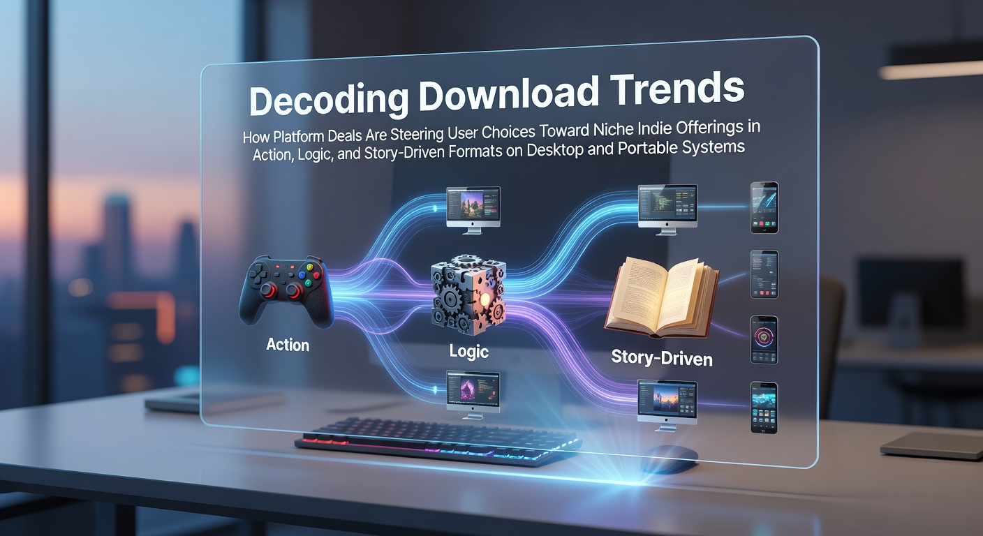 Visual representation of indie game download trends across desktop and mobile platforms showing platform deal influences