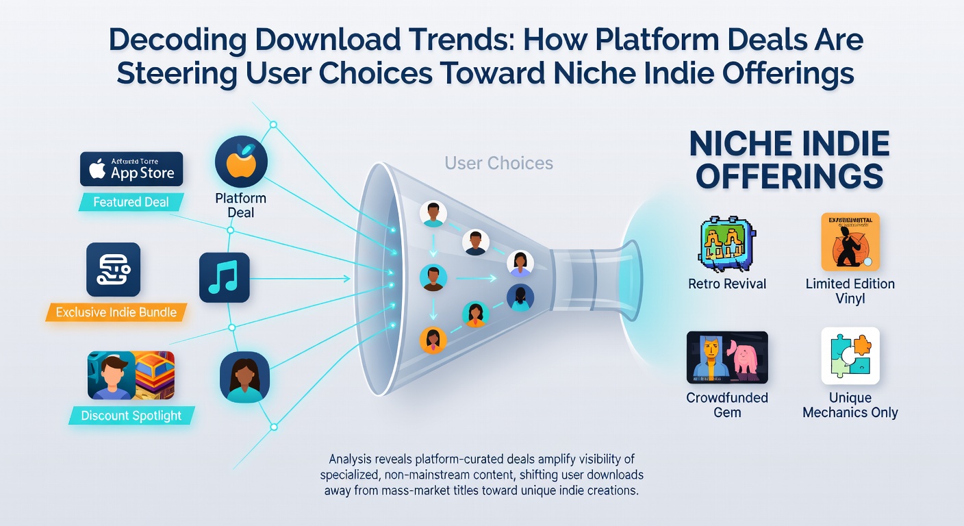 Chart illustrating shifts in user selections toward indie action, puzzle, and narrative games on PC and mobile