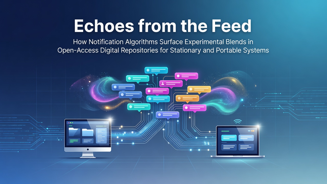 Visualization of notification algorithms pulling interdisciplinary content from open-access repositories across desktop and mobile interfaces