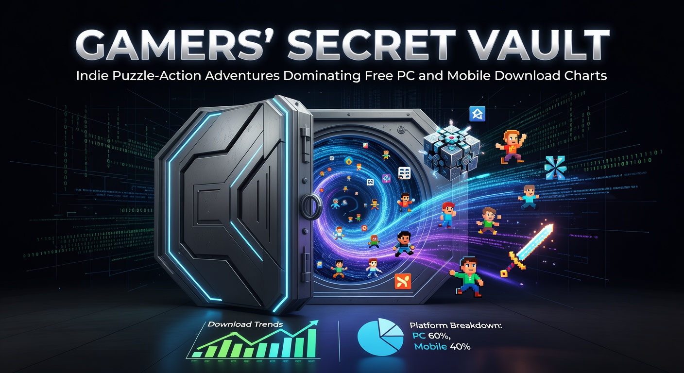 Vibrant screenshot of an indie puzzle-action game showing a character navigating traps and solving riddles in a shadowy vault environment