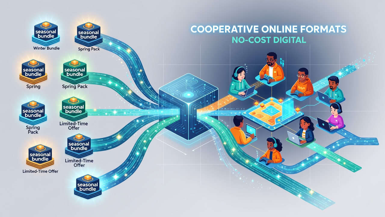 Cooperative online gameplay visible on both a smartphone and a desktop monitor within a free digital library environment
