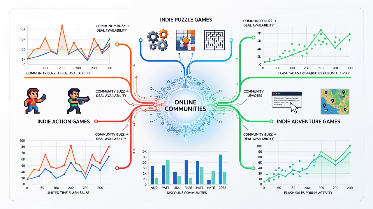 Indie developers reviewing community feedback alongside deal analytics dashboards